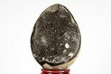 Septarian Dragon Egg Geode - Black Crystals #191481-2